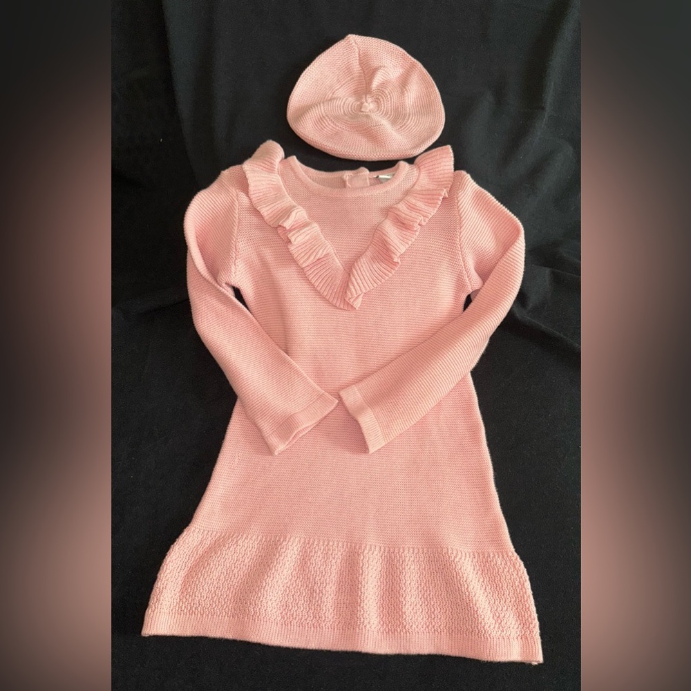 Adorable sweater dress and hat set